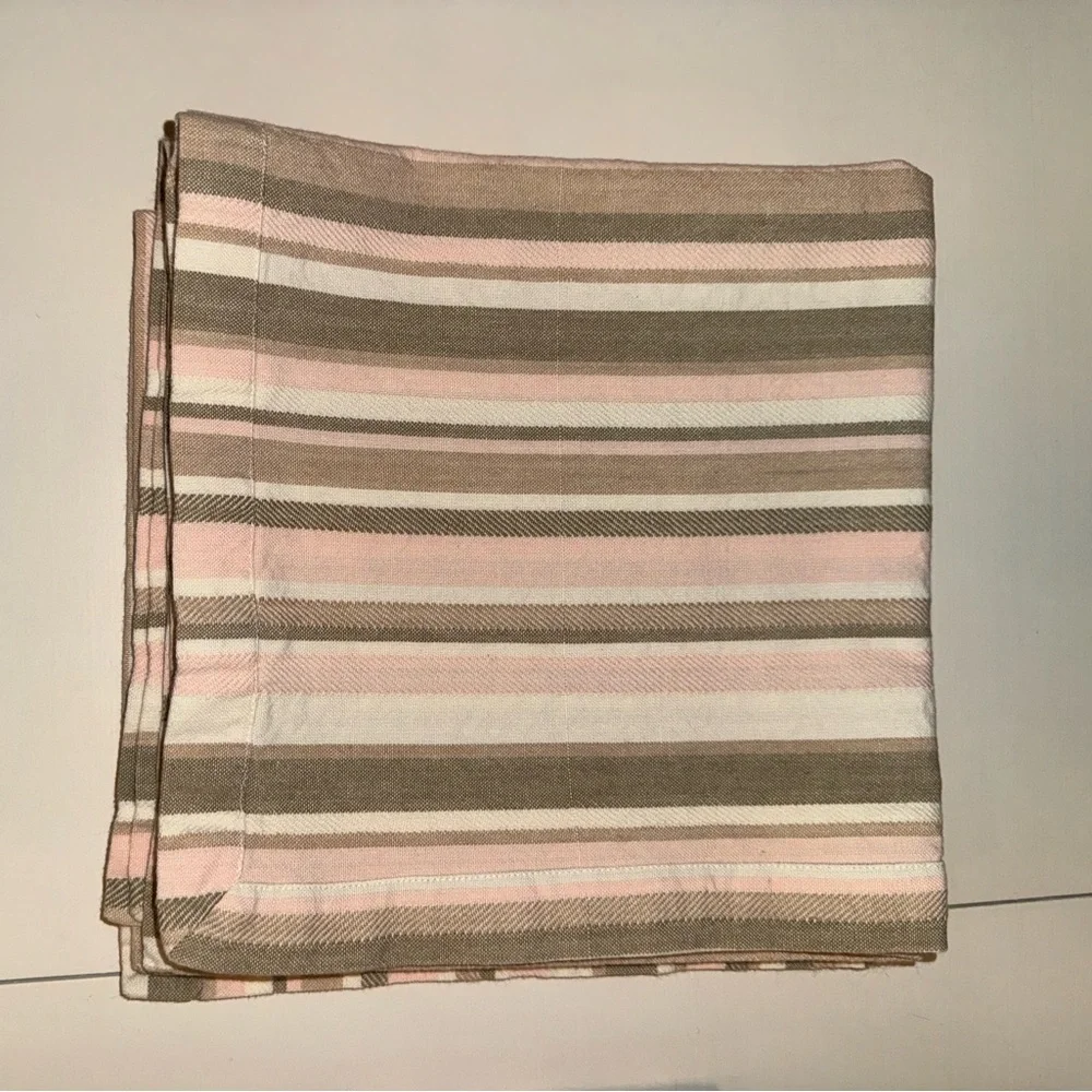 West Elm Linen Pink/Taupe/White striped Napkins or Place Settings.